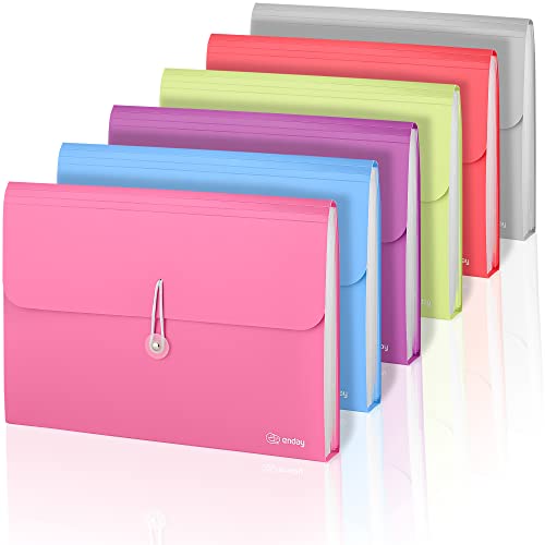 Accordion File Organizer, 7 Pocket Expanding File and Cover Folder with Labels, Plastic Portable Desktop Letter A4 Paper, in Red, Green, Pink, Blue, Purple, Multicolor, (6 Pc) – By Enday - color: 6-multicolor, size: 7 POCKET