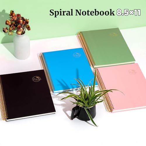FLYING EAGLE Spiral Notebook 8.5 X 11, 1 Subject, 200 Pages College Ruled Notebook, 3-Hole Punched Paper, Hardcover Spiral Bound Notebooks for Work, School, Lined Note Taking, Green - color: 8.green