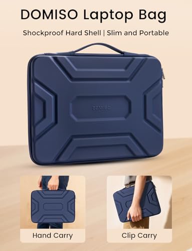 DOMISO 14 inch Laptop Sleeve with Handle, Shockproof & Waterproof EVA Protective Laptop case, Hard Laptop Sleeve for 14" HP Dell Asus Lenovo Laptop, Dark Blue - color: Dark Blue, size: 14 inch