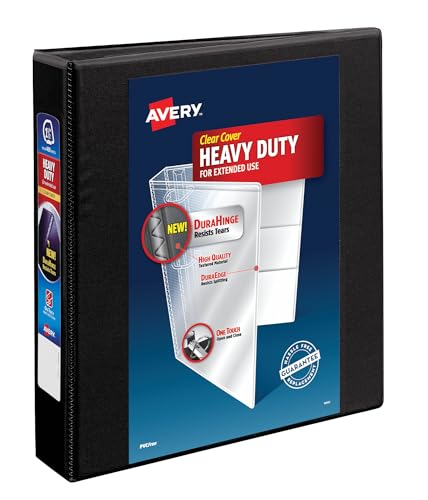 Avery Heavy-Duty 1.5 Inch Binders 3 Ring, View Binder, 1.5 Inch EZD Ring, Black, Sturdy (79695) - size: 1.5"
