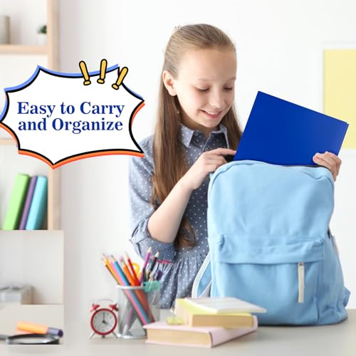 60-Pack Plastic Folders with Pockets and Prongs,2-Pocket Poly Folders with 3 Fasteners Holds 8-1/2" x 11" Paper for School/Office/Home, Blue - color: Deep Blue, size: 60-Pack