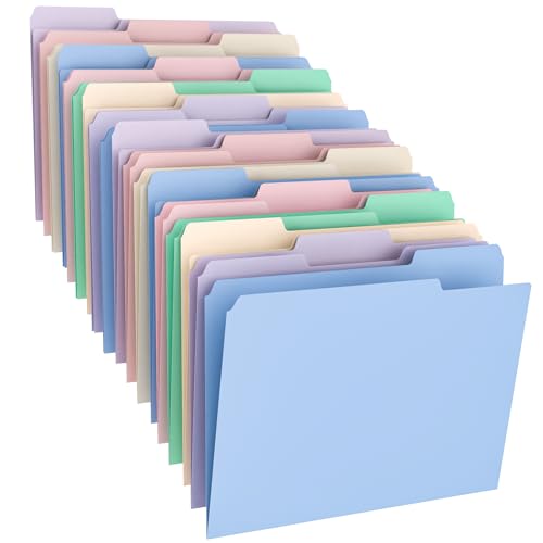 Habgp 18 Pcs Manilla Folders 8.5 x 11 Inch, 1/3-Cut Tab Colored File Folders Letter Size, Plastic Folder Aesthetic, School Business Office Manila Folders for Documents Paper - size: 18 Pack