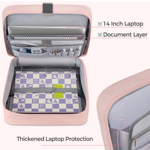 Ytonet Zipper Binder Bag, 2 Inch 3 Ring Binder with Zipper Fit 14 Inch Laptop, 500 Sheets Capacity Zippered Binders with Shoulder Strap & Removable O-Ring Pad for Middle School Student Girls, Pink - color: Pink, size: 2 Inch O-ring