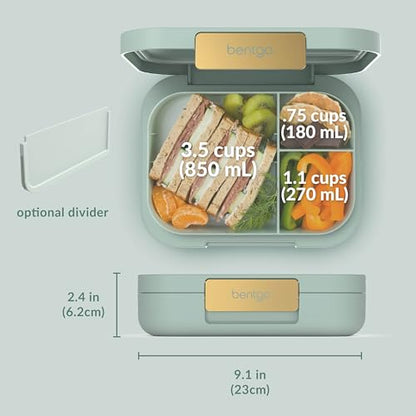 Bentgo® Modern - Leak-Resistant Bento Lunch Box For Adults, Teens, & Larger Appetites; Reusable BPA-Free Meal Prep Container with 3 or 4 Compartments, Dishwasher/Microwave Safe; 5 Cups (Mint Green) - color: Mint Green