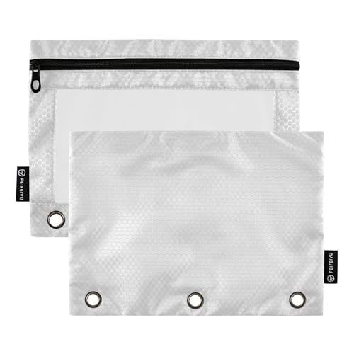 Gredecor Binder Pencil Pouch 3 Ring Light Gray Zipper Pencil Pouches Case 2 Pack Clear Binder Organizer for School Office - color: Light Gray