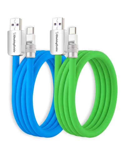 chubbycable Couple Chubby 2 Pack 120W USB C Cable Extra Thick Silicone Fast Charging Cable Compatible with iPhone 17-15 Series iPad Galaxy Series, Blue+Green, USB-A to Type-C, 3.3FT - color: Blue+Green, size: 3.3ft (1m), style: USB A-Type C