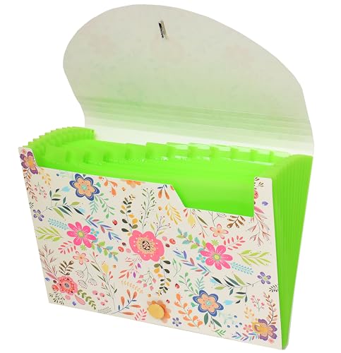 CNK File Folders Organizer with 13 Pockets Accordion Expanding Folder Documents Receipt Document Paper Pocket Filing Accordian Important Expandable Holder Files Alphabetical Labels Letter - color: Flower V2