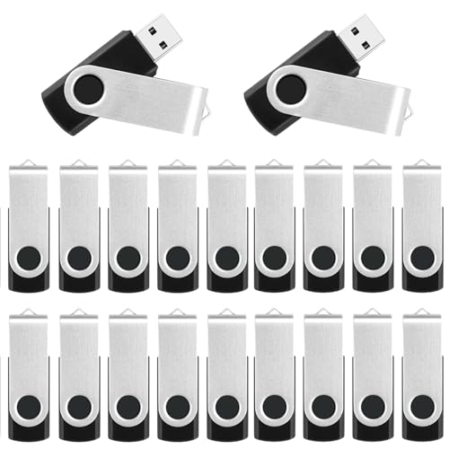 128MB Flash Drive Bulk USB Flash Drives 20 Pack, USB 2.0 Thumb Drive Photo Stick Jump Drives with Lanyards, Swivel Memory Stick Pendrive Zip Data Storage and Backup Flashdrive for Computer - color: 20 Pack Black, size: 128MB