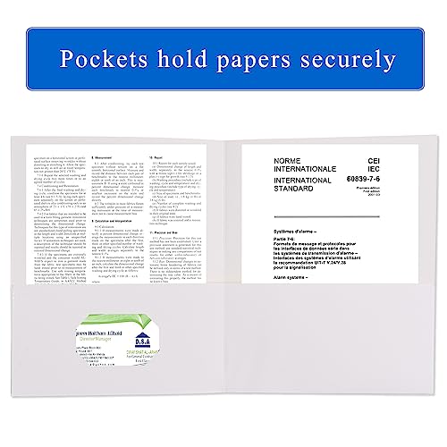 Zzrywuty 25 Packs White Two Pocket File Folders with Business Card Slot,Special Paper,Letter Size,Holds 100 Sheets for School,Office,Business - color: White-25pcs