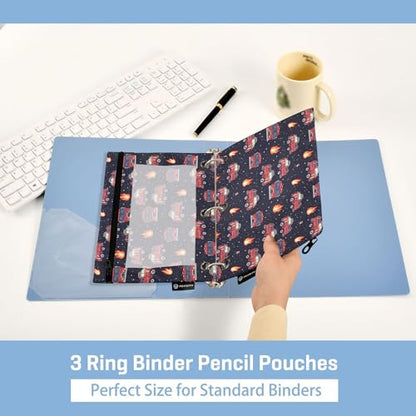 Fire Fighting Truck Binder Pouches 3 Ring for Boys Girls School Office College Supplies Cars Doodle Pattern Pencil Pouches Case Bag with Clear Window and Zipper 2 Pack - color: Fire Truck
