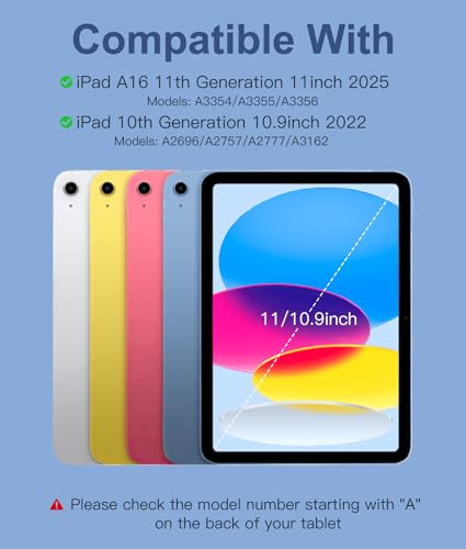 Hamile for iPad 11th 10th Generation Case with Keyboard - 7 Colors Backlit Wireless Detachable Folio Keyboard Cover with Pencil Holder for iPad A16 11-inch 2025 10th Gen 10.9 Inch 2022 (Navy Blue) - color: Navy Blue