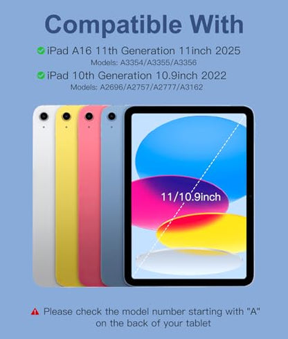 Hamile for iPad 11th 10th Generation Case with Keyboard - 7 Colors Backlit Wireless Detachable Folio Keyboard Cover with Pencil Holder for iPad A16 11-inch 2025 10th Gen 10.9 Inch 2022 (Navy Blue) - color: Navy Blue