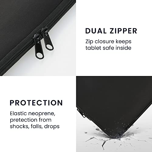 kwmobile Neoprene Pouch Compatible with 12,4"-12,9" Tablet - Universal Sleeve Case Cover with Zipper for Tablet - Black - color: black, size: 12,4"-12,9" Tablet