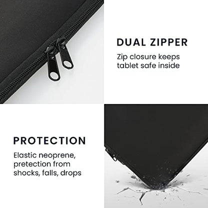 kwmobile Neoprene Pouch Compatible with 12,4"-12,9" Tablet - Universal Sleeve Case Cover with Zipper for Tablet - Black - color: black, size: 12,4"-12,9" Tablet