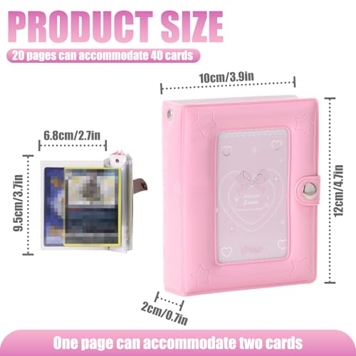 Small 1 Pocket Trading Mini Card Binder Collection with 40 Count for MTG, Sports,TCG Cards (Pink) - color: Pink