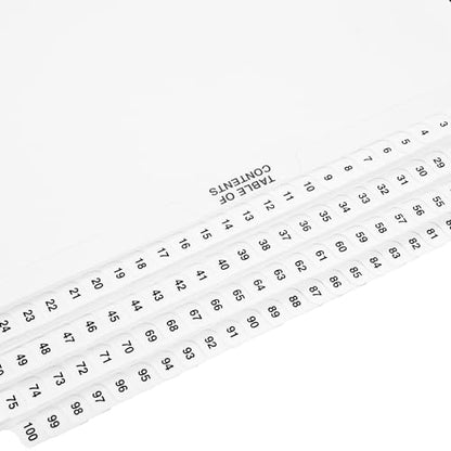 Exhibitindexes® Numbered Dividers 1-100 Punched - AVE Style Bold Tabs - Side Collated Exhibit Tabs - Made in The USA | Letter Size - 1-100 - Sets - size: 8.5 X 11