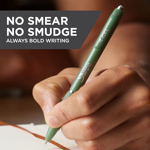 Sharpie S-Gel, Gel Pens, Medium Point (0.7mm), Forest Green Barrel, Black Ink, 12 Count - color: Forest Green