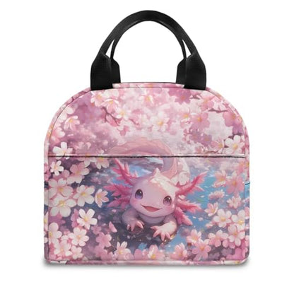 Cute Axolotl Lunch Bag for Girls Portable Handle Large Thermal Cooler Bag Kids Insulated Lunch Box Multifunctional for Elementary Middle School High School - color: Cute Axolotl