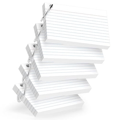 250-Pack White Index Cards 3x5 Inch w/Key Ring – 180gsm Heavyweight Flashcards – Flash Cards Study & Note Cards (50 Sheets Each)– Perfect for Study, Notes & Memory, Students School Supplies - color: w/Key Ring 250 Count