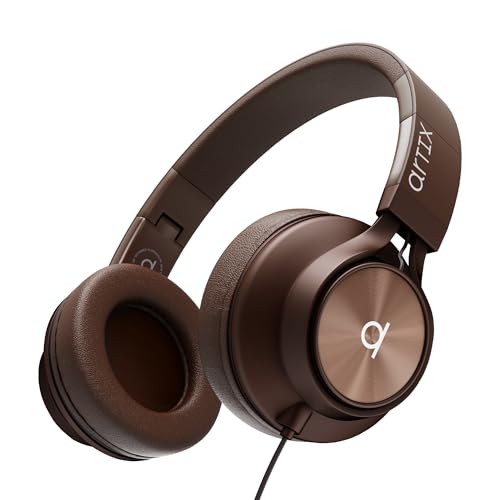 Artix CL750 Adults & Kids Headphones with Cord - Plug-In Over Ear Headphones Wired with Mic and Volume Control, Corded Head phones for Laptop, Computer, Chromebook, Tablet & Smartphone with 3.5mm Jack - color: Mocha Mousse