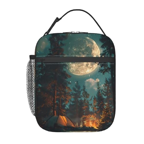 Insulated Lunch Box for Women Men, Camp Theme Lunch Box Reusable Portable Lunch Bag Cooler Tote Waterproof Lunch Container for Office Picnic Work Travel - color: Color187