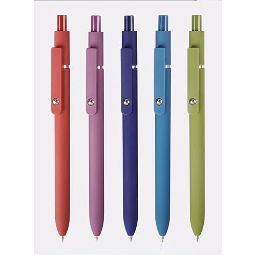 5Pcs Retractable Gel Pen Quick Drying Journaling Pen Smooth Writing for Kid Student Adult Writing Journaling - color: Preppy