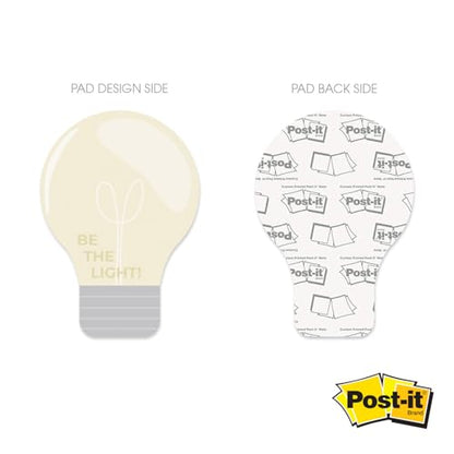 Lightbulb Shaped Sticky Note Pad Assortment/Set of 3 / Watercolor Style / 2.6875" x 3.8125" Modern Sticky Notes / 50 Sheets Per Pad/Made in The USA