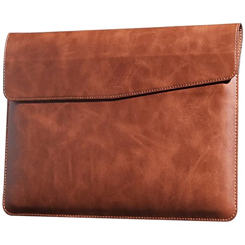 16 Inch Leather Laptop Sleeve Compatible with MacBook Pro 16 Inch M5 M4 M3 M2 M1 Pro/Max＆MacBook Air 15 Inch M5 M4 M3 M2, Genuine Leather Protective Case Cover,Vintage Brown - color: Brown, size: For MacBook 16"