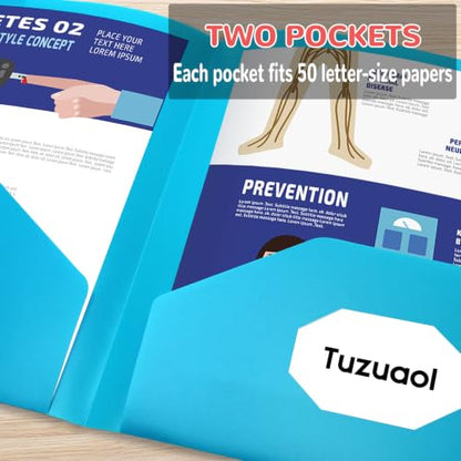 6 Pack Plastic Two Pocket Folders, Heavy Duty Plastic Folders for School, Home Multicolor
