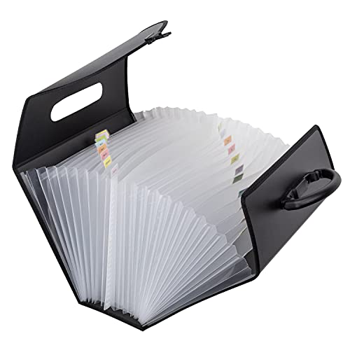 C-Line 21-Pocket Poly Expanding File with Handle, Includes Tabs, Locking Closure, Legal Size, Black (58320), Traditional (Pack of 4) - size: Legal (Pack of 4)