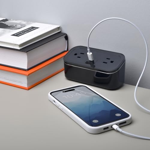 CubieMini - Tabletop Power Strip Charging Station with Outlets and USB Ports - color: Gloss Black