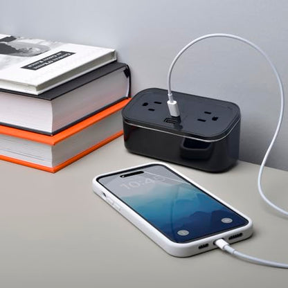 CubieMini - Tabletop Power Strip Charging Station with Outlets and USB Ports - color: Gloss Black