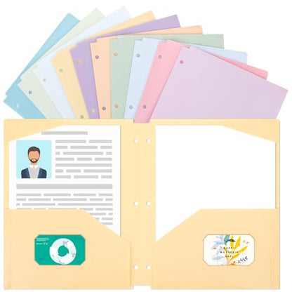 EOOUT Plastic Folders with Pockets, 3 Hole Punch Folders for 3 Ring Binder, 10 Pastel Colors, Heavy Duty File Folders for School Office Supplies(10pcs) - color: Pastel, style: 10pcs