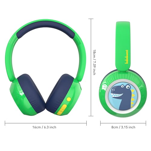 Kids Bluetooth Headphones, Dinosaur Wireless Headphones for Kids with LED Lights, Detachable Mic, 75/85/94dB Volume Limited, Fast Charging, Teens Boys Headset for School/Travel/Tablet/Airplane - style: Dinosaur