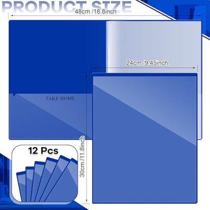 Henoyso 12 Pcs Dark Blue School and Home 2 Pocket Folders with 4 Clear Inner Pockets Plastic Heavy Duty Homework Folders Parent Teacher Communication for Student Home Office Classroom,11 x 9 Inch - color: Dark Blue