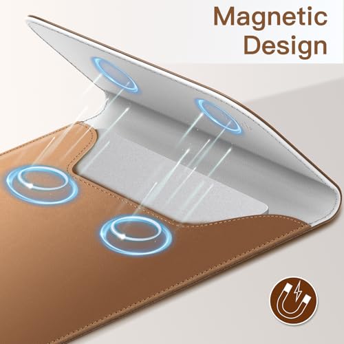JETech Slim Laptop Sleeve for MacBook Neo (A18 Pro), MacBook Pro 14-Inch(M1-M5, 2020-2026), PU Leather Case with Magnetic Closure (Brown) - color: Brown, size: 14-Inch