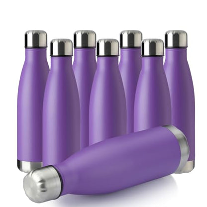MEWAY 17oz Sport Water Bottle 8 Pack Vacuum Insulated Stainless Steel Leak-Proof Double Wall Cola Shape Water Bottle,Keep Drinks Hot & Cold (Purple,8 Pack) - color: Purple