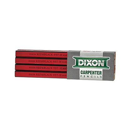 DIXON Industrial Carpenter Pencils, Hard Graphite Core, Red/Black, 7", 12-Pack (19973) - style: Hard