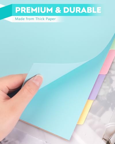 Dynta 3 Ring Binder Dividers with 5 Tabs Bulk 150 Pcs/30 Sets 8.5 x 11 Inches, Letter Size, 5 Colors Durable Paper 3 Hole Punch Index Divider for Kids, Women, Students