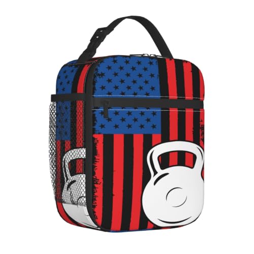 Kettlebell Fitness American Flag Lunch Bag 10In | Insulated Lunch Box Reusable Tote Bag For Picnic Office For Women Men - color: Style 5