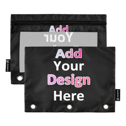 Personalized Binder Pencil Pouch 3 Ring Custom DIY Name Photo Zipper Pencil Pouches Case Customized Cosmetic Bags with Clear Window Organizer for School Office, 2 Pack - color: Custom