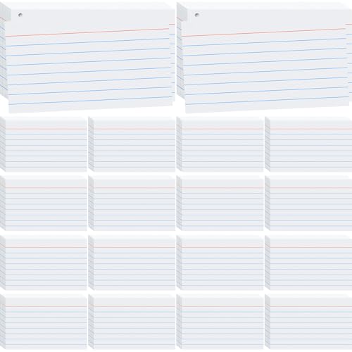 2000 Count White Index Cards 3x5, Lined Note Cards, Notecards, Study Cards, Flash Cards for Studying School Note Taking Office College Supplies, White - color: White