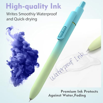 Hiacry 8 Pcs Gel Pens - 0.7mm Fine Point Quick-Dry Blue Ink Fidget Pens | Smooth Writing Pens, No Bleed, No Smear, Note Taking Journaling, School Office Supplies for Men & Women (Gradient 8Pcs) - color: Gradient Blue Ink -8pcs
