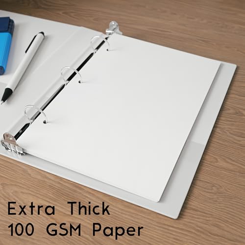 Half Letter Blank Paper, 3-Hole Punched, 250 Sheets/500 Pages, 100 GSM, Printer Paper Binder Refill, 5.5 in. x 8.5 in.