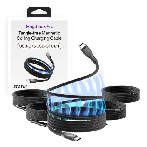 Statik MagStack Pro USB C to USB C Cable, Magnetic Type C Charger Fast Charging Cord, On The Go Magnetic Charging Cable for Car, Compatible with iPhone, iPad & Android, 100W 6FT, 5-Pack - color: Black, size: 6ft (5 Pack), style: USB-C to USB-C
