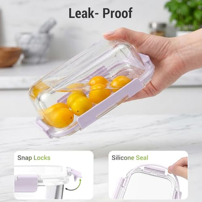 Dealusy 10 Sets (20-Piece) 36 oz & 12 oz Glass Food Storage Containers with lids, Airtight Leak-proof Glass Meal Prep Containers with Lids, Microwave Oven Freezer Dishwasher Safe, Purple - color: Purple