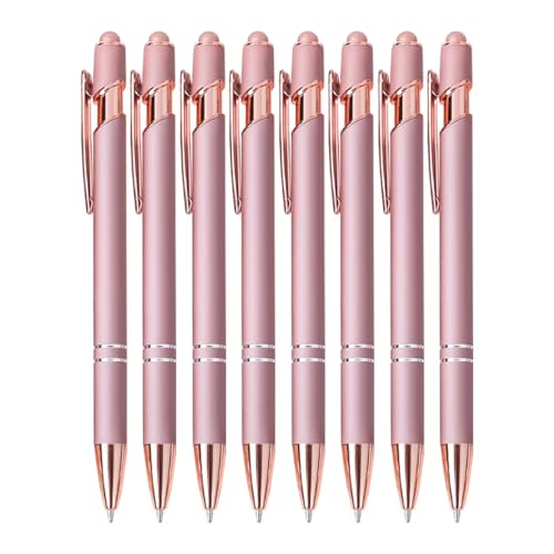8 Pack Rose Ballpoint Pen with Stylus Tip Stylus Pens | Metal Stylus Pens for Touch Screens, 1.0 mm Black Ink - color: 8 Pack-Rose Gold