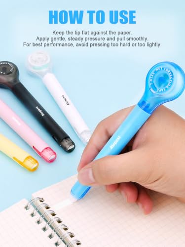 5-Pack White Correction Tape Pens, 1/5" x 236", Push-Pull Protective Cover | Comfortable Pen-Style Grip, Smooth Coverage, Instant Corrections, Easy Tape Adjustment
