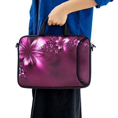 RICHEN 11 11.6 12 12.5 13 inches Case Laptop/Chromebook/Notebook PC Messenger Bag Tablet Travel Case Neoprene Handle Sleeve with Shoulder (11-13.3 inch, Flowers) - color: Flowers, size: 11-13.3 inch