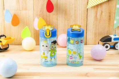Zak Designs CoComelon Kids Water Bottle with Spout Cover and Built-In Carrying Loop, Durable Plastic, Leak-Proof Water Bottle Design for Travel (16 oz, 2-Pack, Non-BPA) - color: CoComelon 2pk